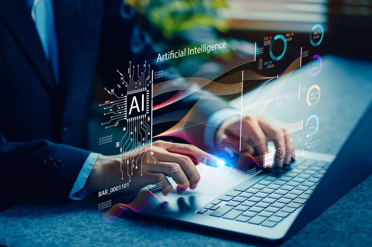 AI growing. Exploring Artificial Intelligence Innovations Virtual Workspace Digital Technology Modern Office