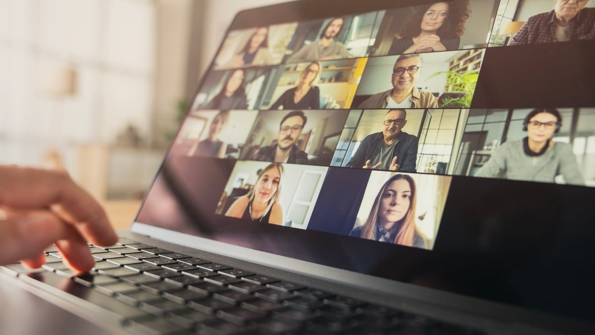 Working and communicating via video call on a computer